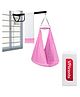 VParents Polka Dots Baby Swing Cradle with Mosquito Net Spring & Metal Window Cradle Hanger - Pink