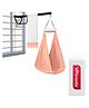 VParents Polka Dots Baby Swing Cradle with Mosquito Net Spring & Metal Window Cradle Hanger - Peach