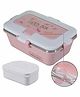 Wishkey Stainless Steel Lunch Box With Spoon & Fork - White & Pink