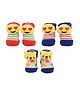 Yellow Bee Teddy & Smiley Decorated 3 Pairs Of Stuffed Antiskid Socks - Multicolor