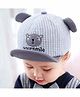 Ziory Check Cap Animal Embroidery  - Grey White-  Diameter 48 to 50 cm