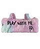 Spiky Fur Pencil Pouch Text Embroidery - Pink