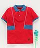 Stupid Cupid Color Block Half Sleeves Polo Tee - Red
