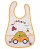 Yellow Bee Water Proof Bib with Crumb Catcher Car Print - Yellow White