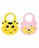 Yellow Bee Silicone Bib with Crumb Collector Pack of 2 - Yellow & Pink