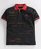 Earth Conscious Half Sleeves Dotted Lines Printed Polo T-Shirt - Black