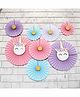 Untumble Unicorn Theme Paper Fan Decoration Multicolor - Pack of 8