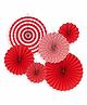 Untumble Paper Fan Decoration Red - Pack of 6