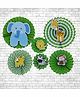 Untumble Jungle Theme Paper Fan Decoration Green - Pack of 6
