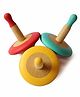 Shumee Wooden Spin Tops Pack of 3 - Red Green Yellow