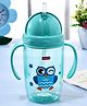 Babyhug Owl Print Straw Sipper Bottle  360 ml, Blue | BPA Free | Spill-Resistant |Flip Lid | Dishwasher Safe | Travel Friendly | Ideal for Newborns & Toddlers