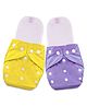 Bembika Reusable Solid Pocket Cloth Diapers With Inserts Pack Of 2- Purple Yellow