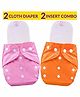 Bembika Reusable Solid Pocket Cloth Diapers With Inserts Pack of 2 - Pink Orange