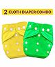 Bembika Washable & Reusable Solid Pocket Cloth Diapers Without Insert Pack of 2 - Yellow Green