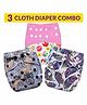 Bembika Reusable Cloth Diapers Multi Print Pack of 3 - Grey Pink