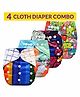 Bembika Printed Reusable Cloth Diapers Pack of 4 - Multicolor