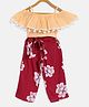 Pspeaches Half Sleeves Top With Flower Print Pants - Red & Peach