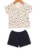 Nino Bambino Short Sleeves Floral Printed T-Shirt & Shorts Set - White & Black