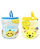 Broad Neck Feeding Bottle Cover with Strap Animal Motif Pack of 2 Yellow Blue - Fits 125 ml Bottle (Cartoon Print May Very)