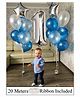 Amfin Balloons With 2 Ribbon Rolls Blue Silver - Pack of 20