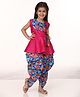 BownBee Sleeveless Triangle Patch Detailing Peplum Kurta & Dhoti Set - Pink