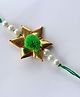 Pihoo Rakhi Gotta Patti Flower & Pom Pom - Parrot Green