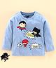 Babyhug Full Sleeves Tee Superhero's Print - Blue