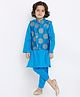 Babyoye Full Sleeves Kurta & Pajama Set with Brocade Jacket Set - Blue