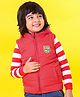 Babyhug Sleeveless Hooded Jacket Text Patch - Red