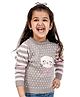 Babyoye Full Sleeves Sweater Kitty Patch - Grey Pink