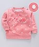 Babyoye Brushed Fleece Full Sleeves Sweatshirt Hello Embroidery - Pink