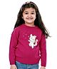 Babyoye Full Sleeves Sweater Unicorn Patch - Cherry