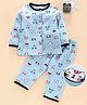 Baby Naturelle & Me Full Sleeves Winter Wear Night Suit Animal Print - Blue