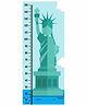 WENS Removable Height Measurement Wall Sticker Statue of Liberty Print - Green Blue