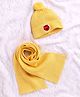 Babyhug Woolen Cap & Muffler Set Tiger Patch Yellow - Diameter 11.5 cm