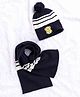 Babyhug Woollen Cap With Muffler Navy - Diameter 10.5 cm
