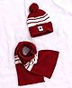 Babyhug Woollen Cap With Muffler Red - Diameter 11.5 cm
