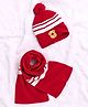 Babyhug Woollen Cap With Muffler Red - Diameter 10.5 cm