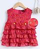Twisha Triangles Print Sleeveless Ruffled Top - Pink