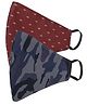 AKSHARA 2Ply Camouflage Printed Pack Of 2 Mask - Maroon & Navy