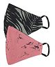 AKSHARA 2Ply Leaves Printed Pack Of 2 Mask - Green & Peach