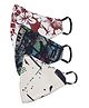 AKSHARA 2Ply Flower Printed Pack Of 3 Mask - Multi Color
