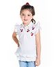 Cherry Crumble By Nitt Hyman Cap Sleeves Cherry Embroidered Top - White