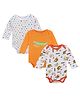 Kookie Kids Full Sleeves Onesie Animal Print Pack of 3 - White Yellow