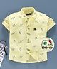 Attack Half Sleeves Shirt Vehicle Print - Light Yellow
