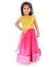 Babyhug Full Length Embroidered Choli Lehenga & Dupatta - Yellow & Fuchsia