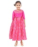 Babyhug Three Fourth Sleeves Long Dress Floral Embroidery - Pink