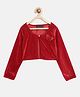 Pspeaches Sequin Bow Detailing Full Sleeves Shrug - Red