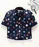 Attack Full Sleeves Shirt Ball Print - Navy Blue