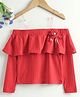 Vitamins Full Sleeve Off Shoulder Top - Fiery Red